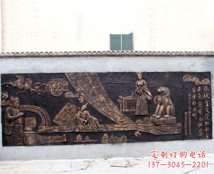 益阳“汉代重气质,牡丹留正色”中国传统文化浮雕壁画,玻璃钢仿铜园林墙壁装饰壁画