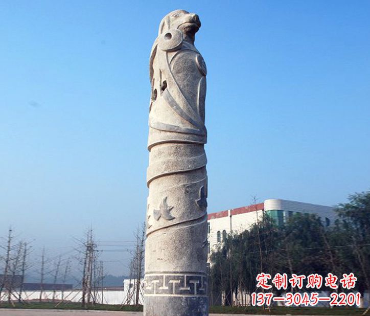 益阳12生肖石柱广场景观石雕