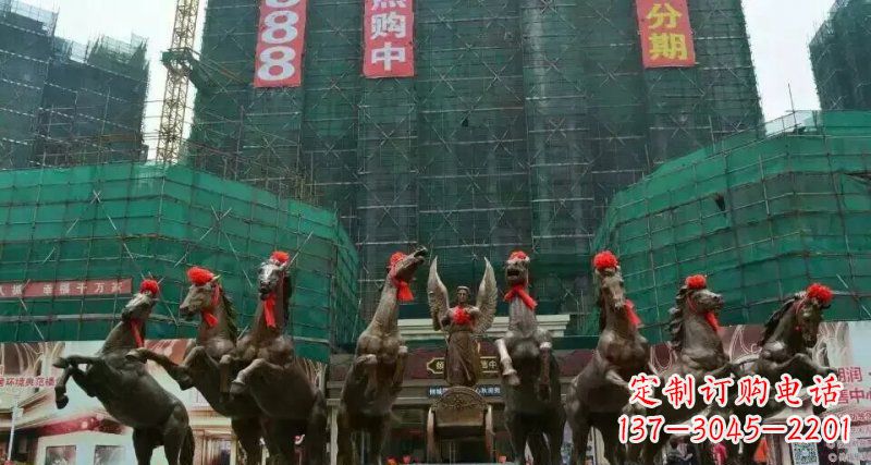 益阳阿波罗八匹马踏浪而来景观马群铜雕