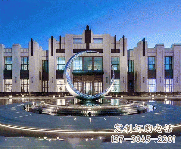 益阳城市不锈钢月亮摆件雕塑