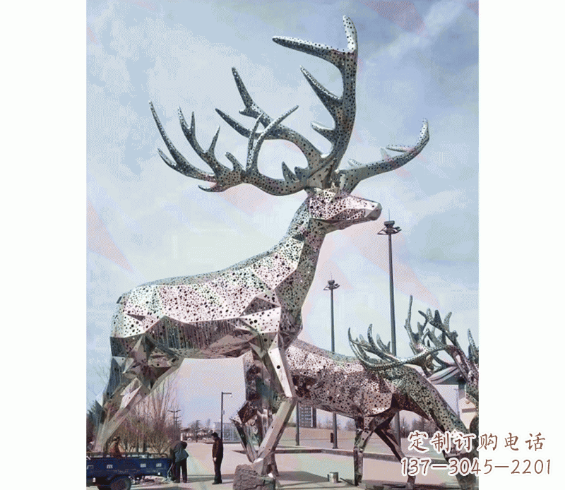 益阳精致不锈钢梅花鹿摆件
