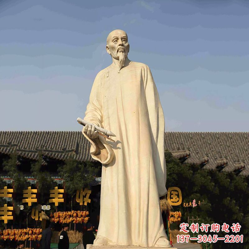 益阳清代书画家郑板桥石雕塑-中国历史名人汉白玉雕像