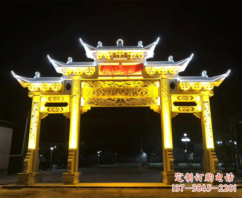 益阳石雕古代牌坊云头柱