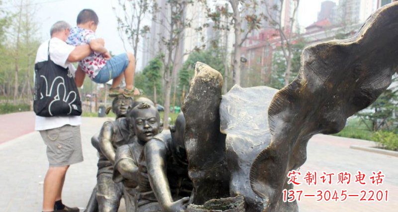 益阳拔萝卜的儿童小区景观铜雕