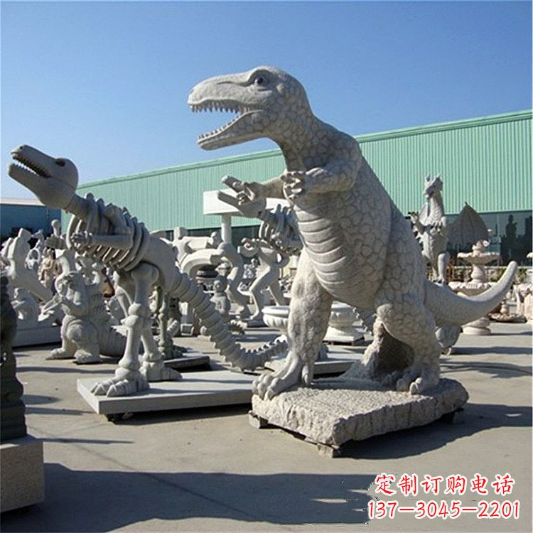 益阳霸王龙和恐龙骨架石雕塑