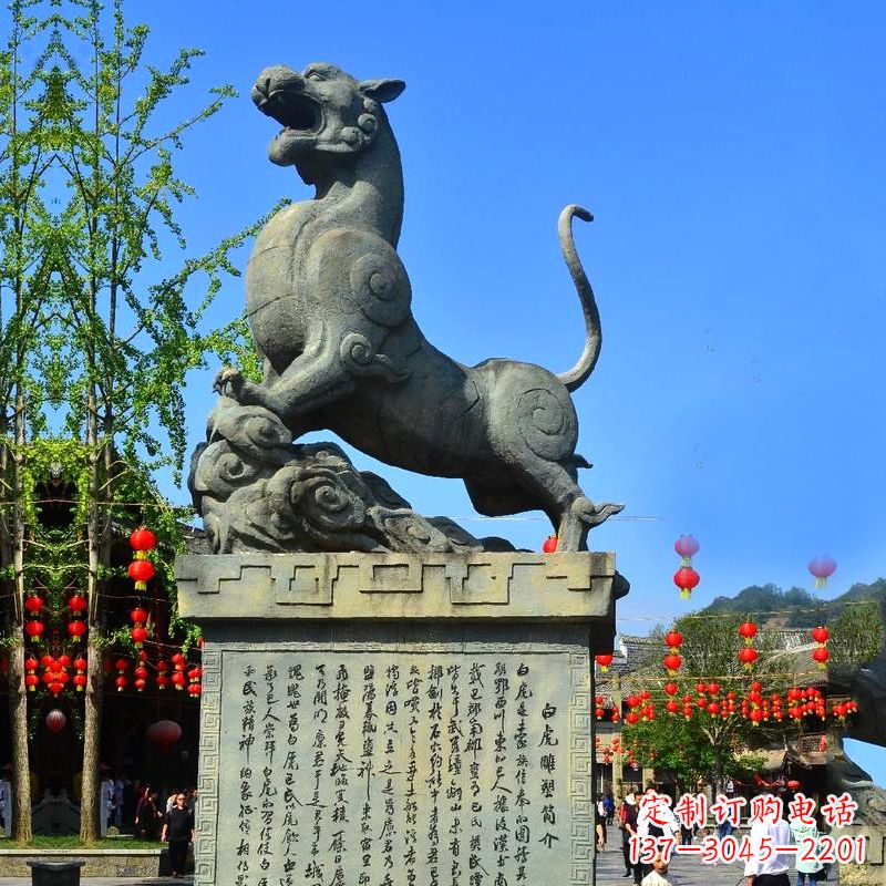 益阳白虎铜雕景观雕塑-景区园林神兽动物标识