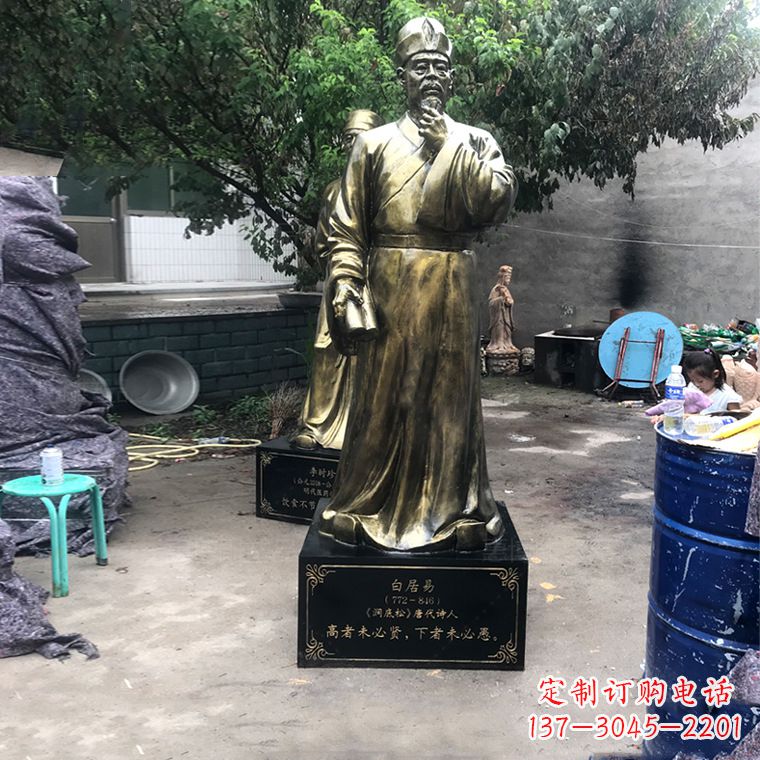 益阳白居易仿铜雕像经典中国古代诗人的艺术再现