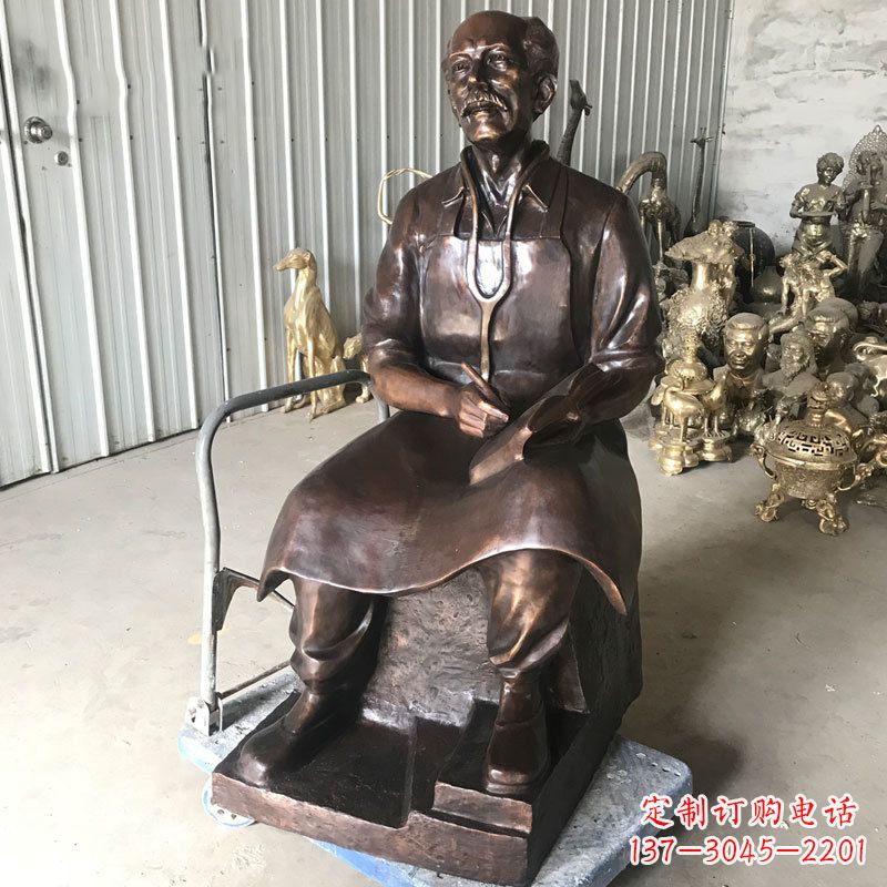 益阳白求恩坐姿纯铜雕塑赞颂英雄的象征
