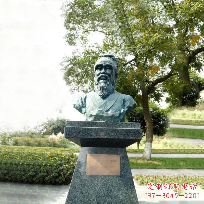 益阳扁鹊石雕头像-公园中国古代十大名医历史著名医学人物雕塑