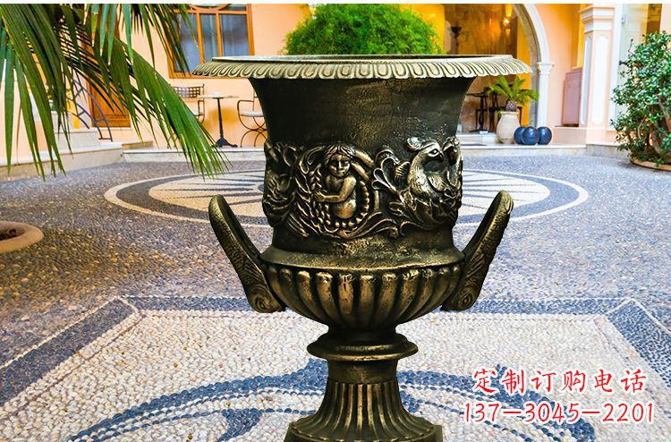 益阳别墅花盆铜雕