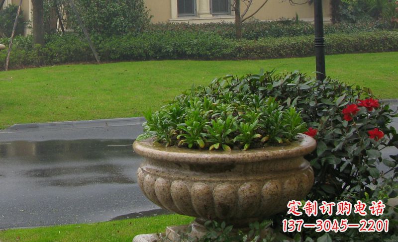 益阳别墅景观大理石花盆石雕 (4)