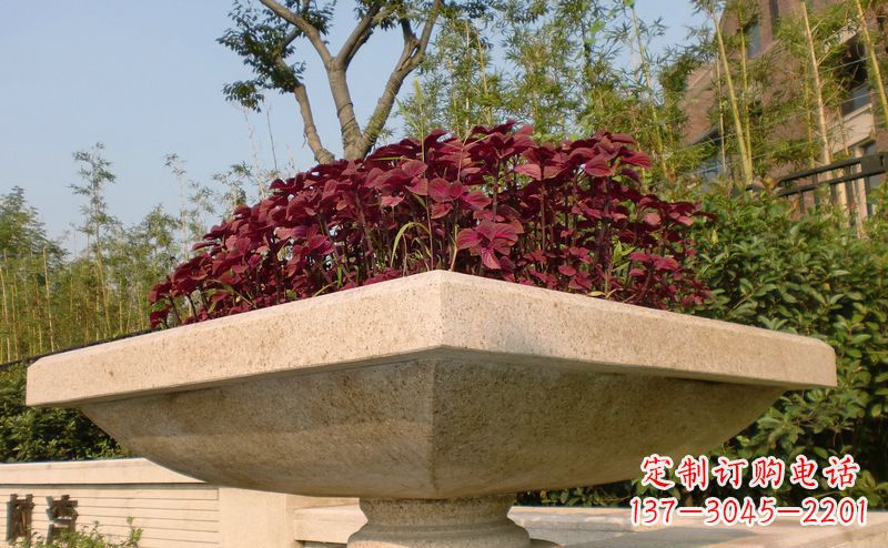 益阳别墅景观大理石花盆石雕_1