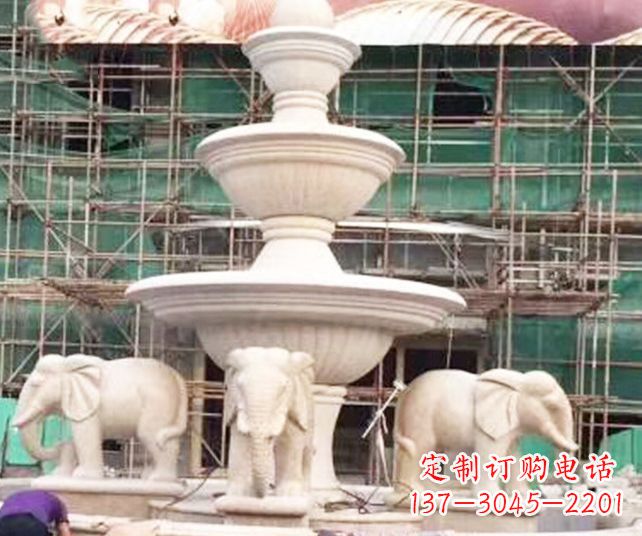 益阳别墅景观大象喷泉石雕