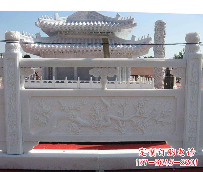 益阳别墅景观汉白玉石浮雕栏板