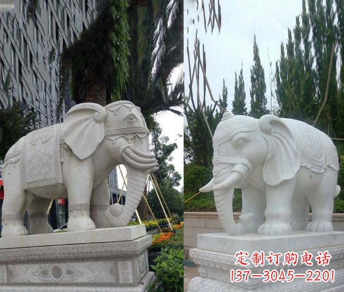 益阳别墅景观缅甸大象石雕 (2)