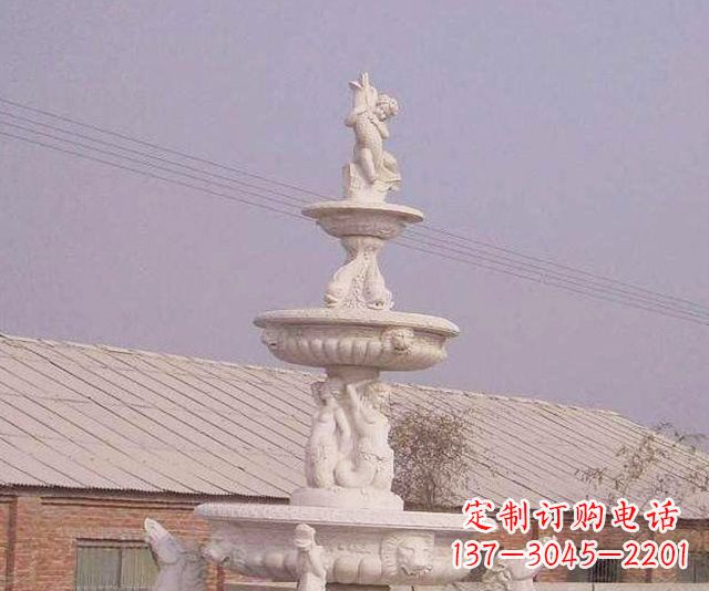 益阳天使般的宁静——别墅景观天使喷泉石雕