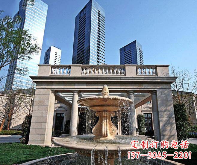 益阳别墅景观晚霞红喷泉石雕 (2)