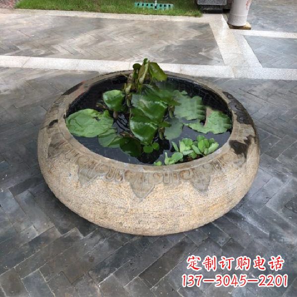 益阳别墅庭院仿古做旧石雕鱼缸
