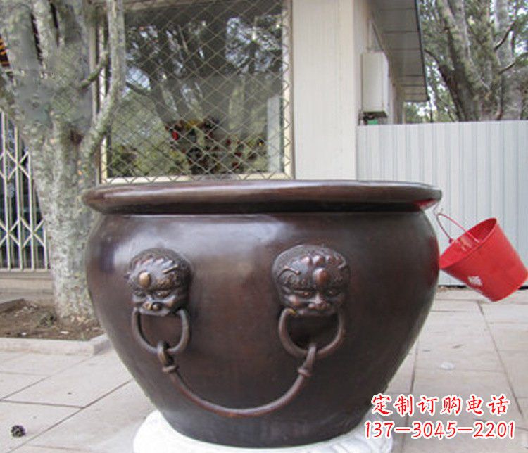 益阳招财进宝水缸铜雕塑摆件