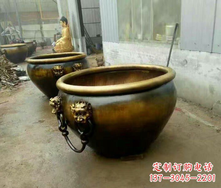 益阳精致的铜制家居摆件——水缸铜雕塑
