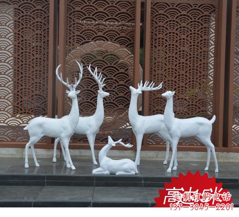 益阳玻璃钢白鹿雕塑