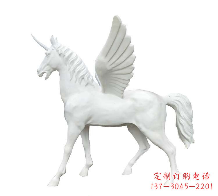 益阳玻璃钢白色飞马雕塑