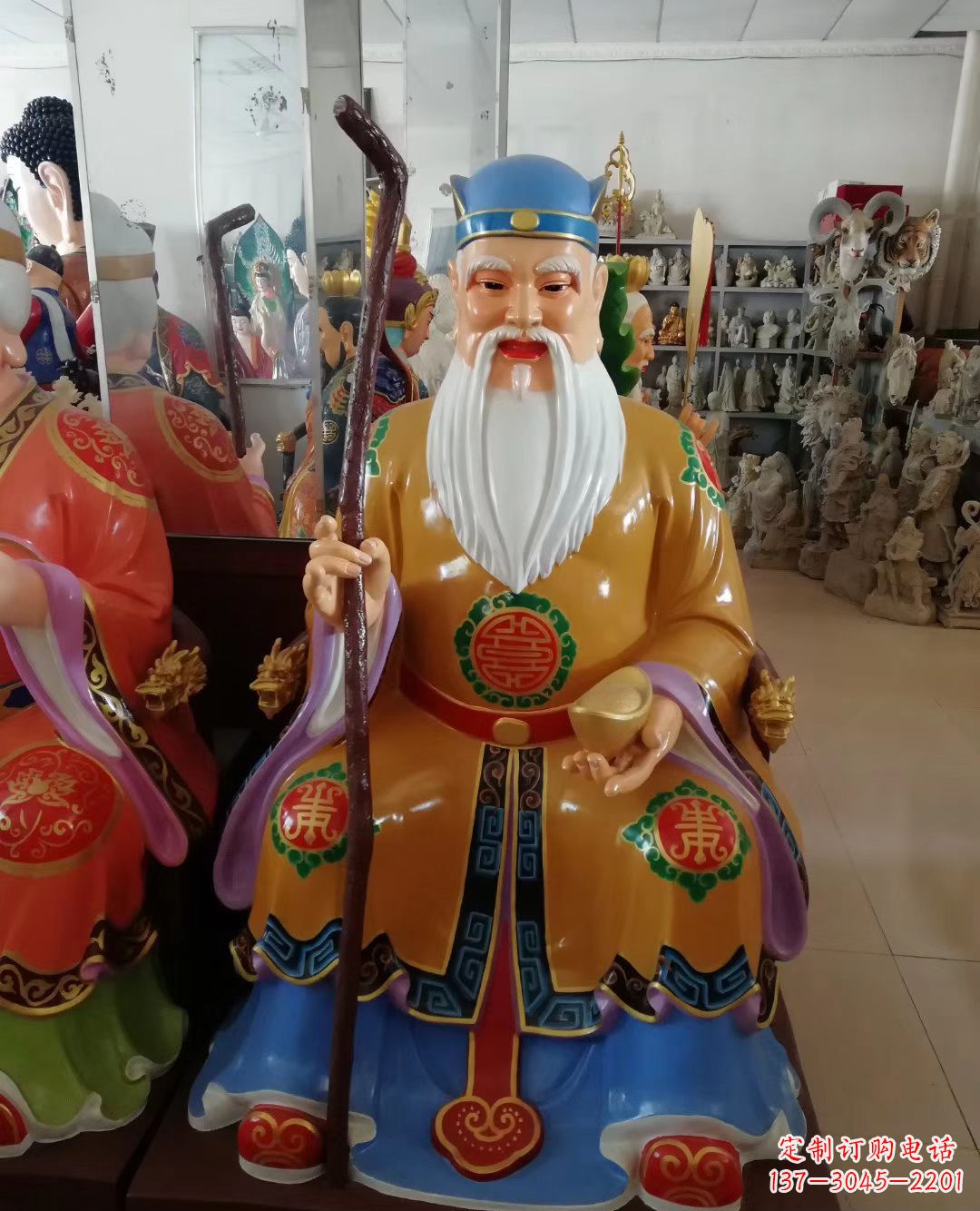 益阳玻璃钢彩绘神像土地公雕塑