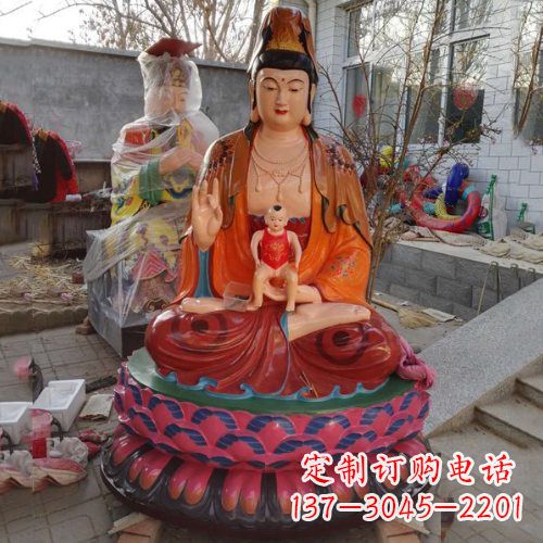 益阳玻璃钢彩绘送子观音雕塑