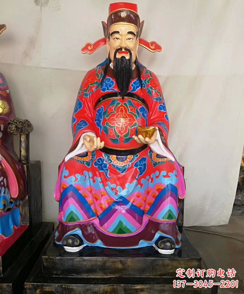 益阳玻璃钢彩绘文财神神像雕塑