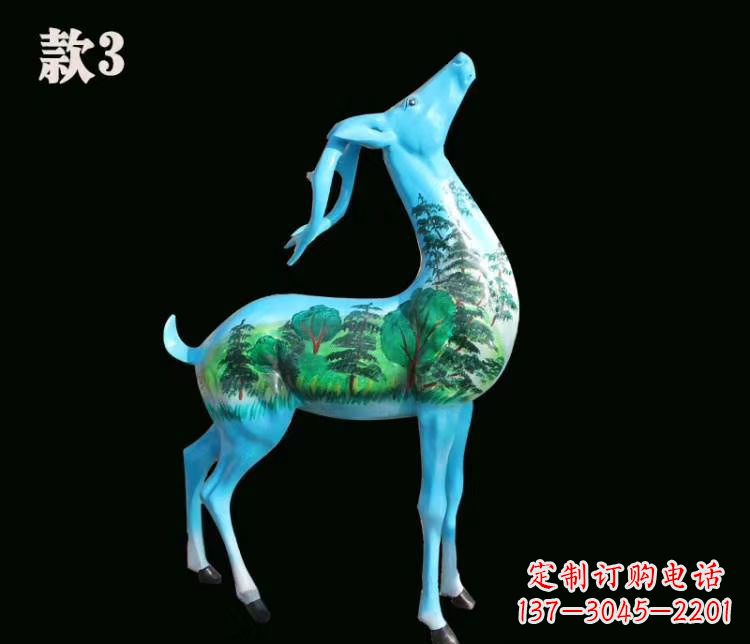 益阳玻璃钢彩绘艺术小鹿雕塑
