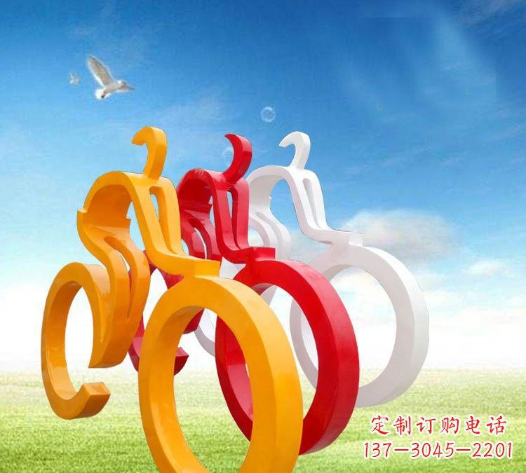 益阳玻璃钢艺术自行车雕塑