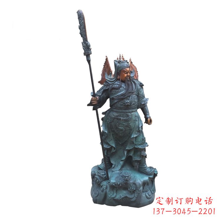 益阳玻璃钢仿铜彩绘关公像精美雕塑艺术品