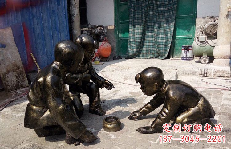 益阳精美玻璃钢仿铜斗蛐蛐儿童雕塑