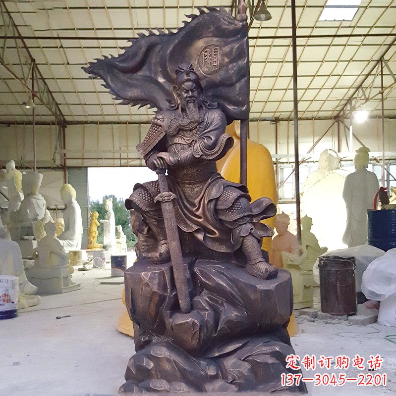 益阳玻璃钢仿铜关公雕塑