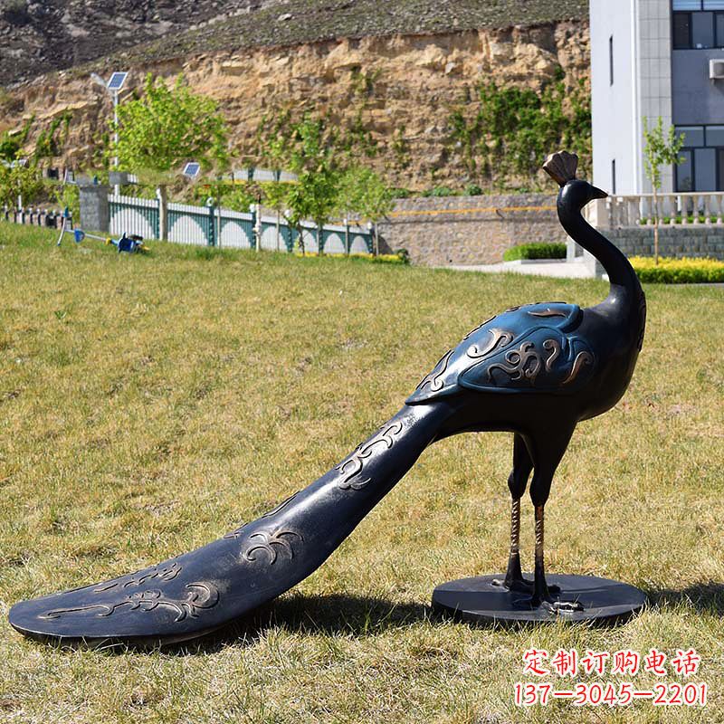 益阳玻璃钢仿铜孔雀雕塑-园林草坪动物雕塑