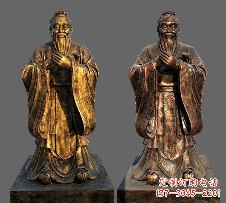 益阳玻璃钢仿铜孔子雕塑——校园名人的荣耀