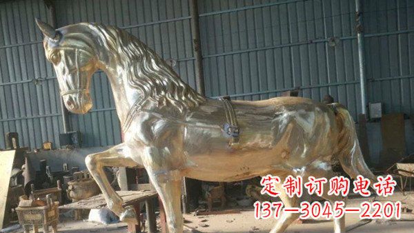 益阳玻璃钢仿铜马公园动物雕塑