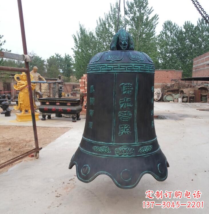 益阳玻璃钢铜钟雕塑精美外观,持久耐用