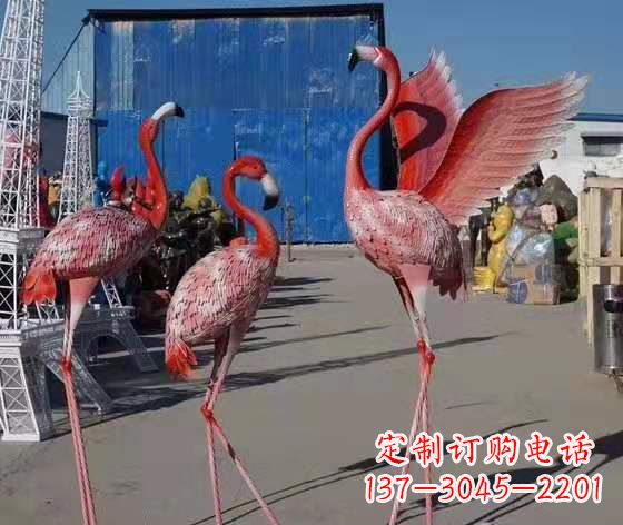 益阳玻璃钢仿真火烈鸟雕塑广场景观雕塑户外摆件