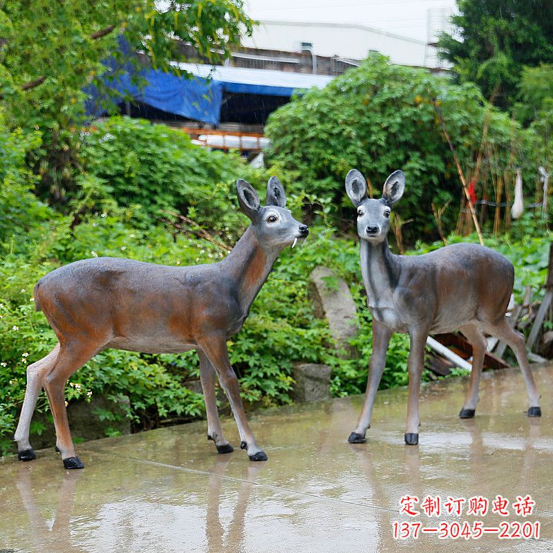 益阳玻璃钢仿真鹿雕塑-农家院动物摆件