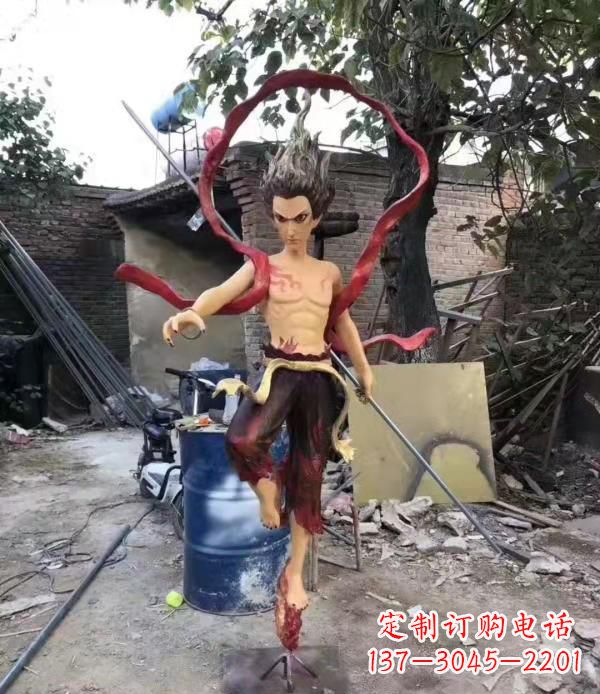 益阳玻璃钢仿真哪吒雕塑
