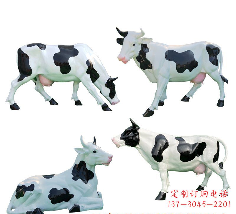 益阳玻璃钢仿真奶牛雕塑精美的艺术品