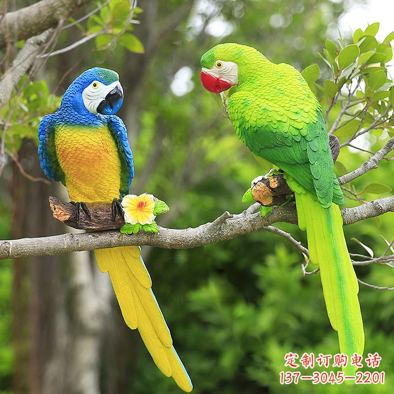 益阳玻璃钢仿真鹦鹉-公园动物雕塑摆件