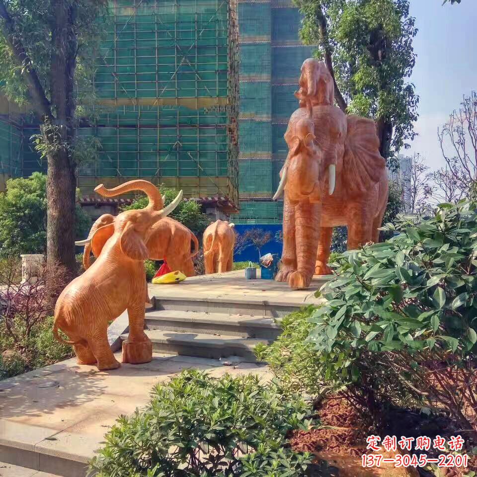 益阳玻璃钢卡通大象雕塑-小区园林动物景观雕塑