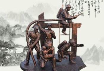 益阳玻璃钢仿铜消防员雕塑传承英雄豪情