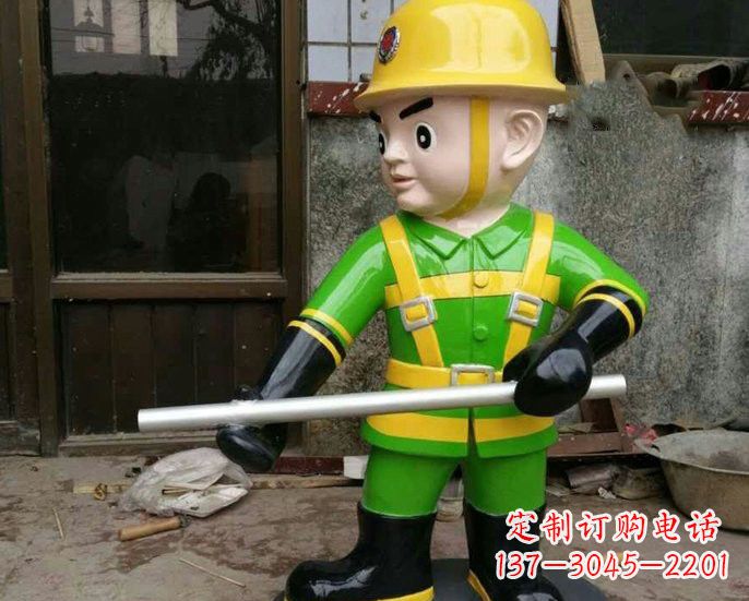 益阳玻璃钢消防员雕塑——让爱与勇气永恒