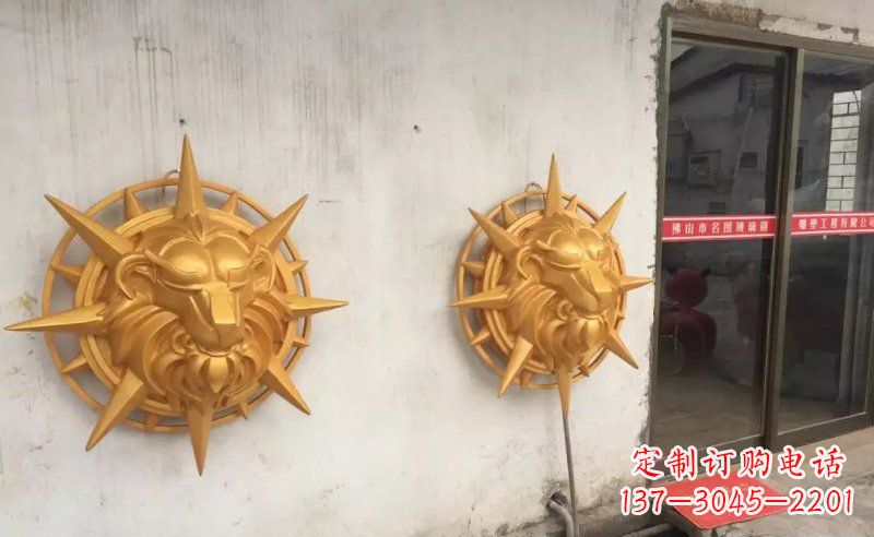 益阳玻璃钢狮子头雕塑——精美景观装置