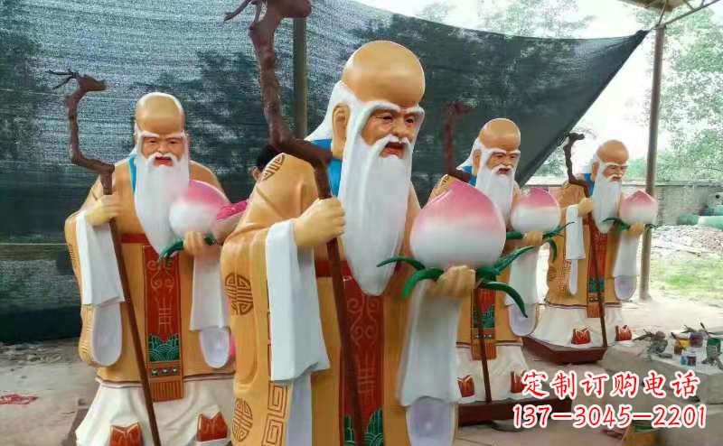 益阳玻璃钢宗教庙宇神像彩绘老寿星雕塑