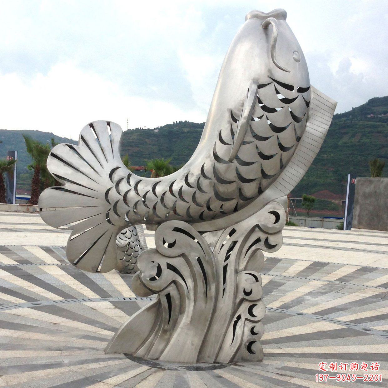 益阳不锈钢“鱼”园林水景喷泉动物景观雕塑