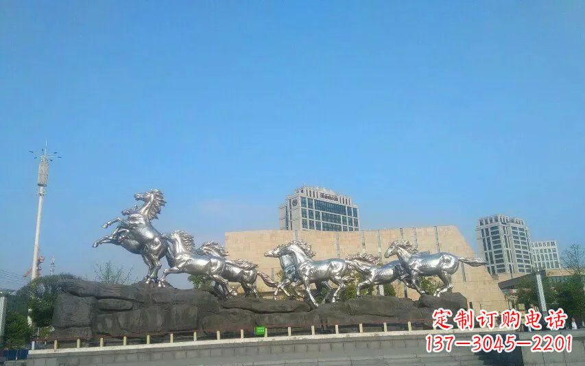 益阳不锈钢八匹马动物雕塑